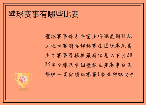 壁球赛事有哪些比赛